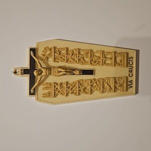 Vintage Resin Plaque Stations Of The Cross VIA CRUCIS Italy